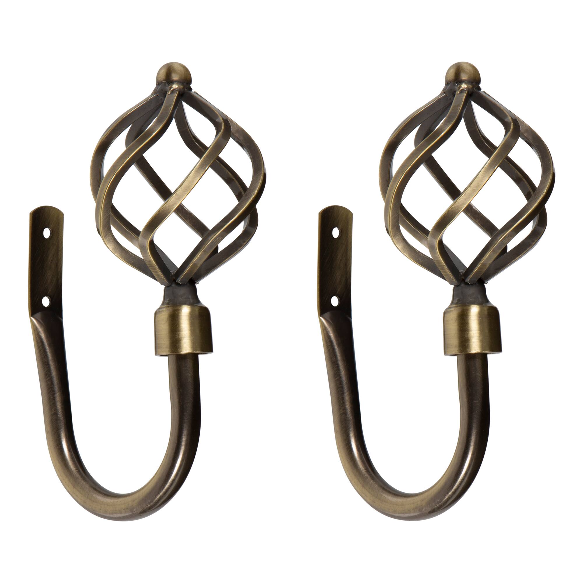 Home Details Antique Brass Royal Twist Curtain Holdback Set